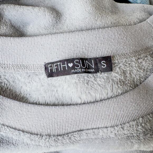 Fifth Sun, Gray Velour Comfy Cozy Sweatshirt/Pajama Top w/ Drawstring, Small - Picture 6 of 9